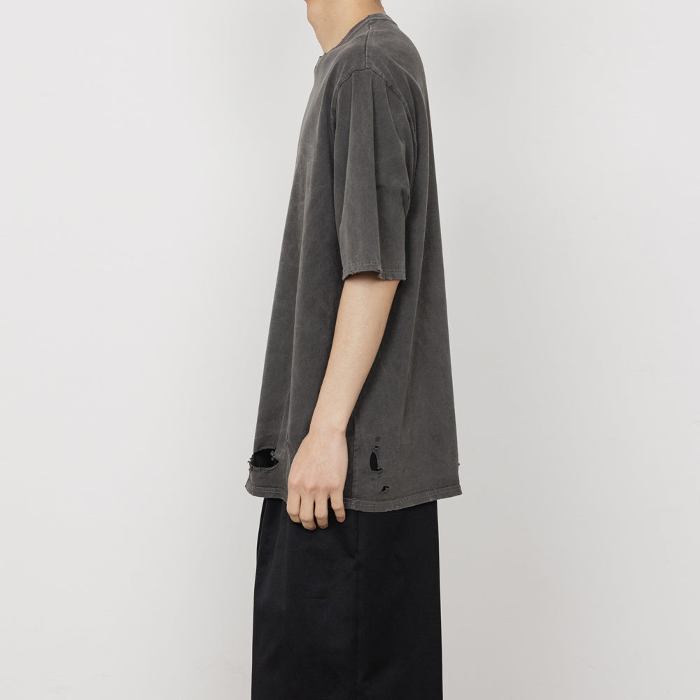 CREW NECK DAMADED TEE ORGANIC COTTON