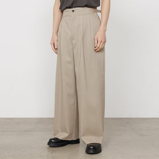 TWO TUCK MILITARY TROUSERS WOOL TROPICAL MELANGE