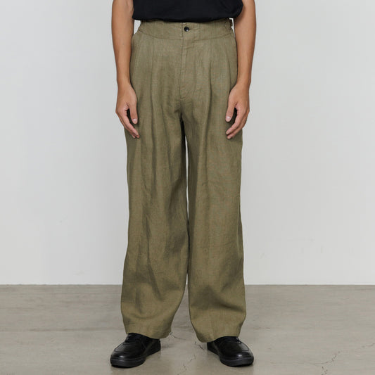 TWO TUCK MILITARY TROUSERS LINEN CANVAS