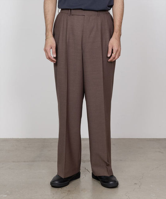 ONE TUCK WIDE TROUSERS WOOL HIGH TWIST TROPICAL