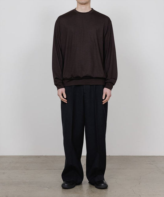 CREW NECK L/S TEE SUPER100s WASHABLE WOOL JERSEY