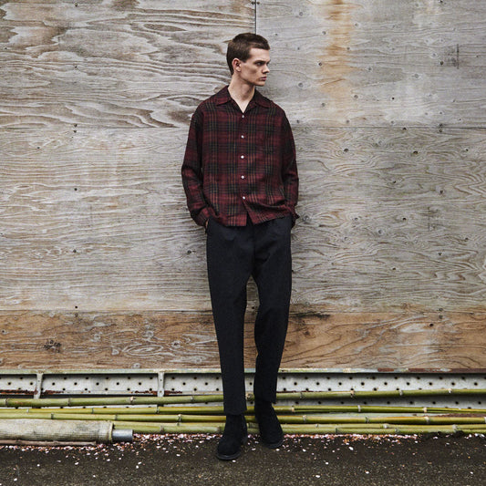 Ry.Wool Check Open Collar SH