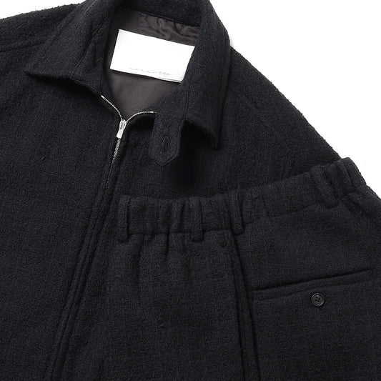 Elastic In Tuck Wide Tapered Trousers N Tweed