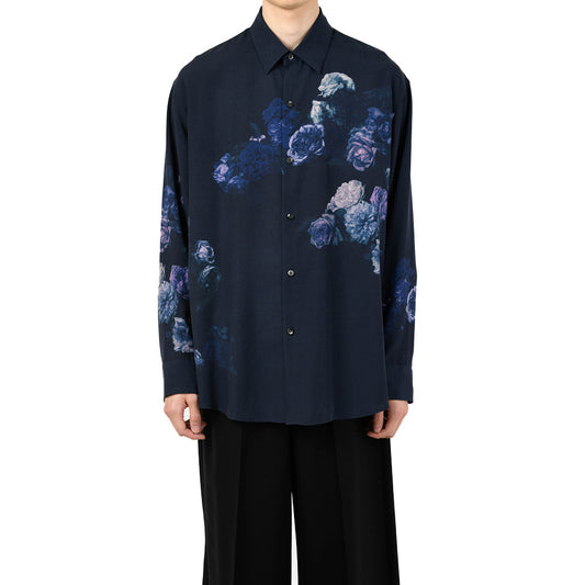 TENCEL BROAD BIG SHIRT INKJET (BASKET OF ROSES)