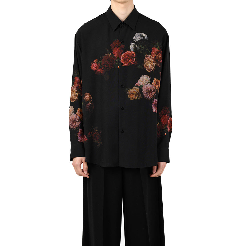 TENCEL BROAD BIG SHIRT INKJET (BASKET OF ROSES)