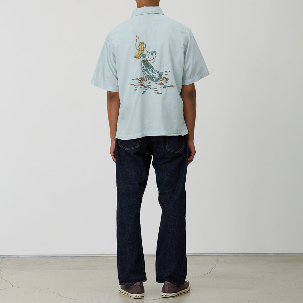 コットンシルクアロハシャツS/S(刺繍フラガール)