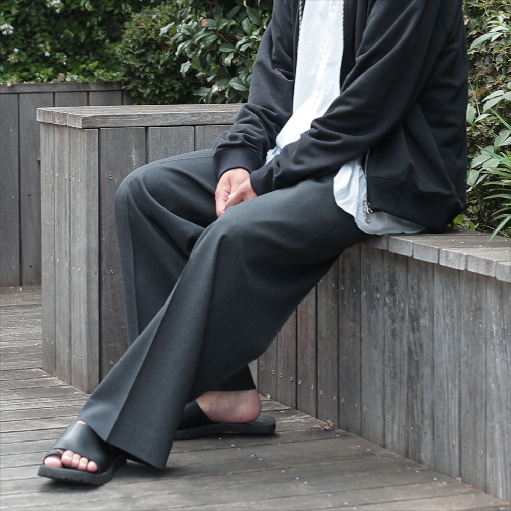 FLAT FRONT WIDE TROUSERS ORGANIC WOOL SURVIVAL CLOTH