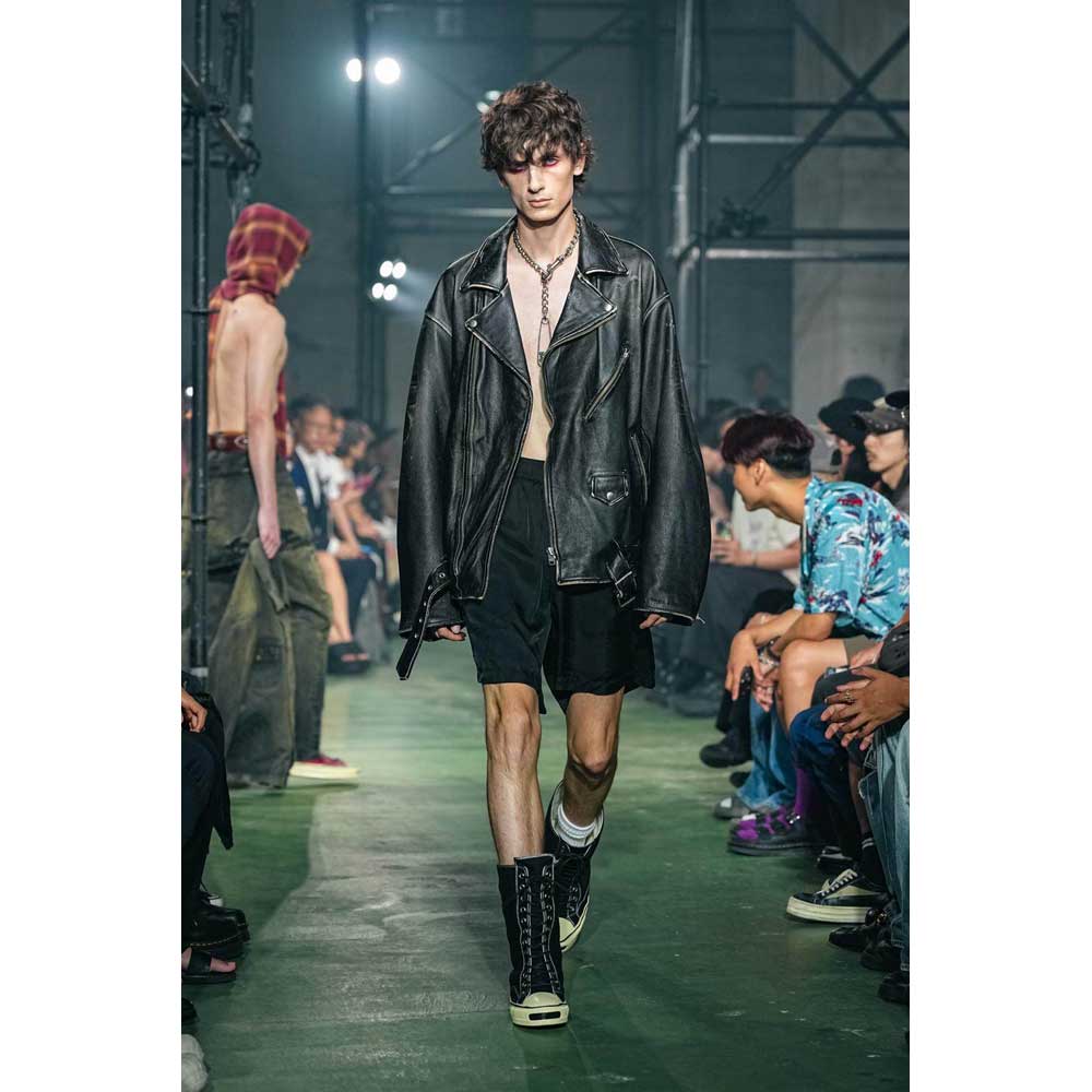 Distressed Leather Biker Jackt