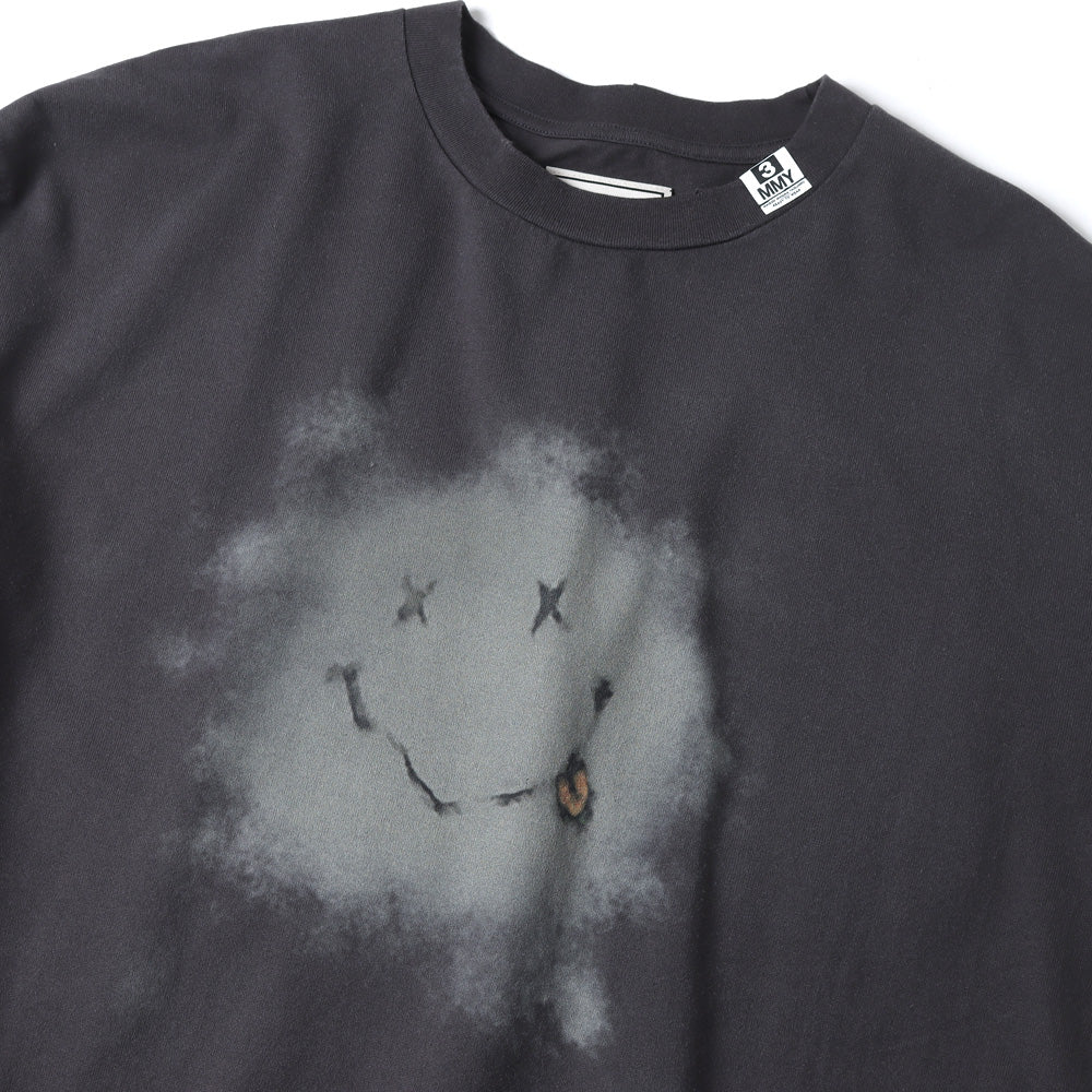 DISTRESSED SMILY FACE PRINTED L/S TEE