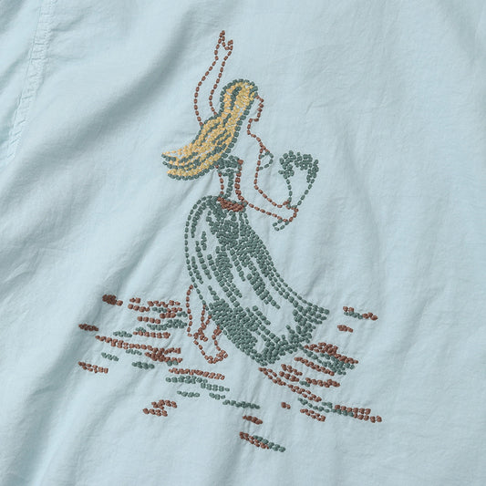 コットンシルクアロハシャツS/S(刺繍フラガール)