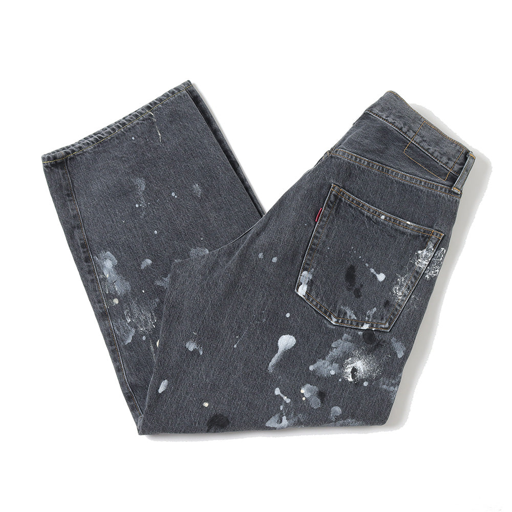 MILK PAINT 40s MIL BAGGY ZIPPED USED SHUTTLE DENIM TROUSERS