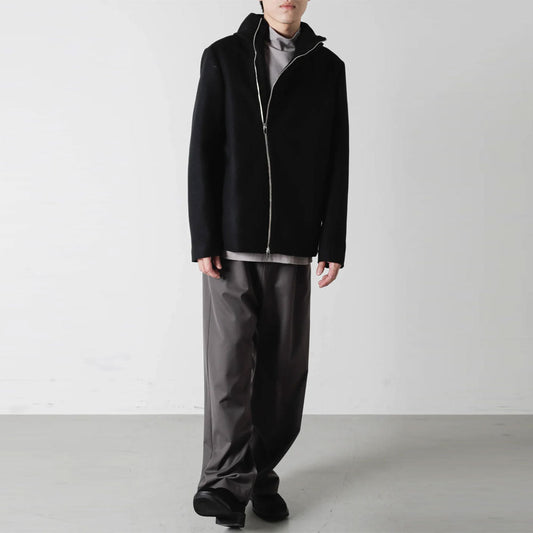 WO/CA DOUBLE MELTON ROUND ZIP HOODED COAT