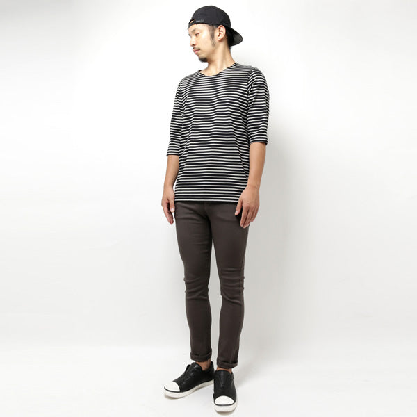 シルキー度詰天竺ボーダー クルーネック