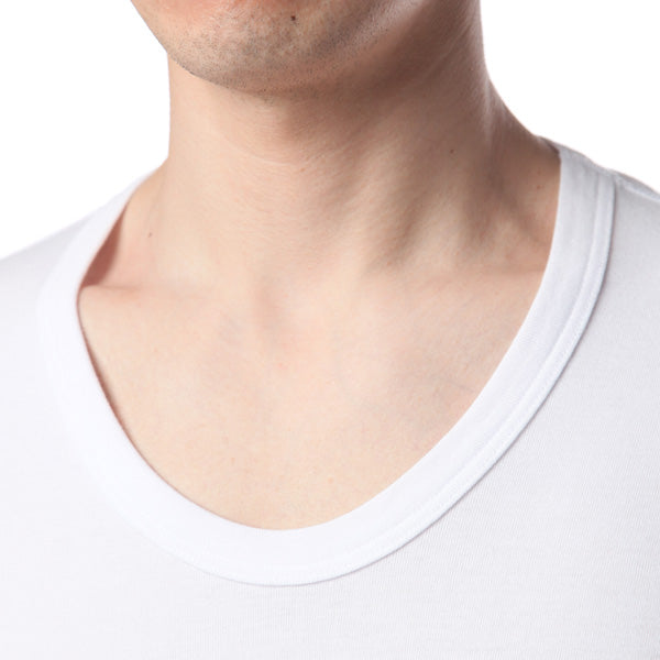 シルキーフライス Uネック 7分袖 (WHITE/BLACK)