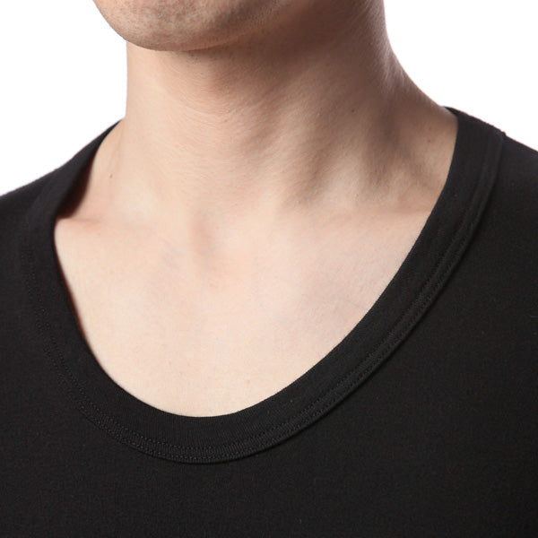 シルキーフライス Uネック L/S (WHITE/BLACK)