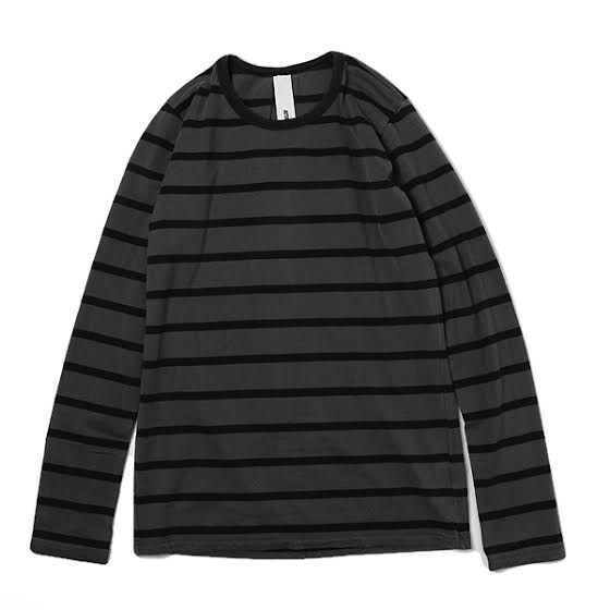 40/2 スーピマ天竺ボーダー クルーネック L/S