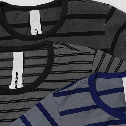 40/2 スーピマ天竺ボーダー クルーネック L/S