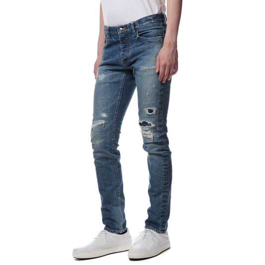 ハイパワーストレッチセルヴィッチデニム スーパースリムCRASH加工