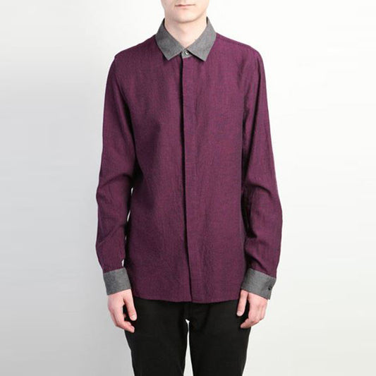 Ry/Co/Wo強撚シャンブレー 長袖シャツ