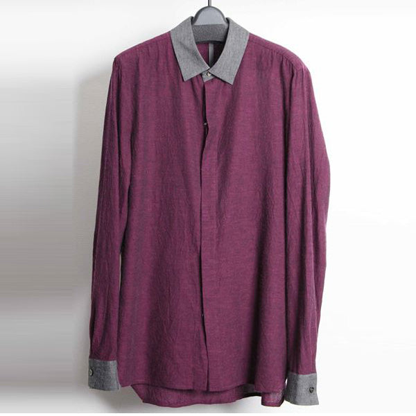 Ry/Co/Wo強撚シャンブレー 長袖シャツ