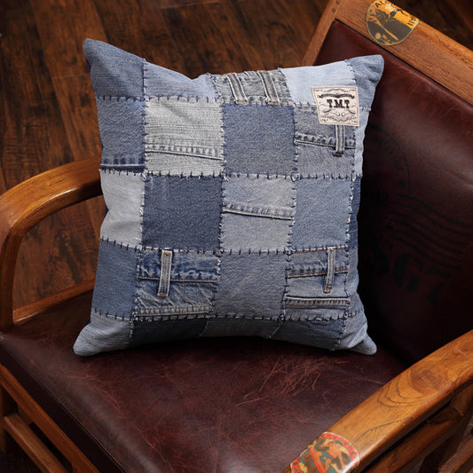 SQUARE PATCHWORK DENIM CUSHION