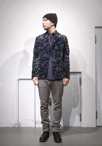 ストレッチモールスキンフラワープリント 3Bジャケット
