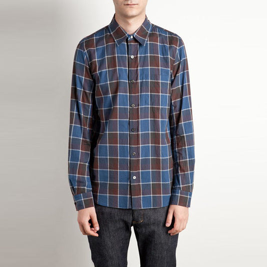 60/-ローンチェック 1ポケットレギュラーシャツL/S