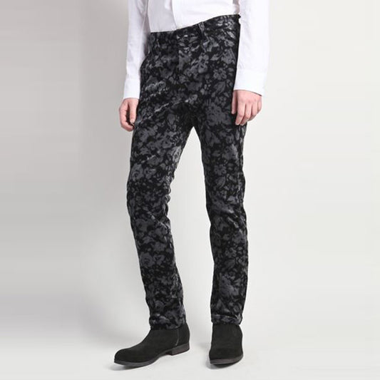 ストレッチモールスキンフラワープリント ジョッパーズパンツ