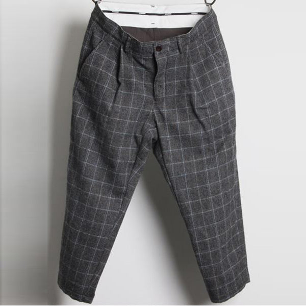 2/48圧縮ウールグレンチェック 1タックワイドパンツ