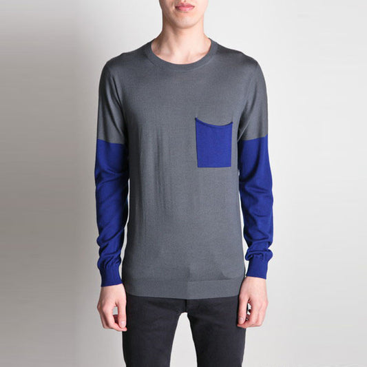 ウールハイゲージ ポケット付きクルーネック