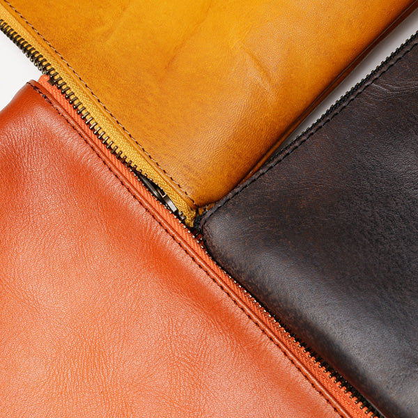 HAND DYED LEATHER CLUTCH BAG