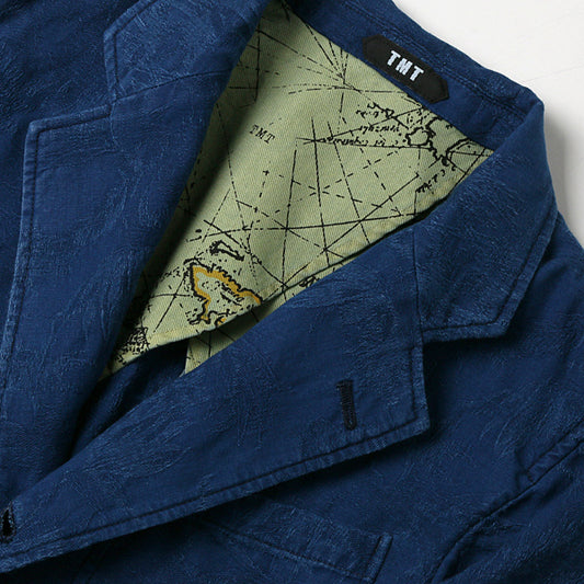 INDIGO JACQUARD TAILORED JACKET