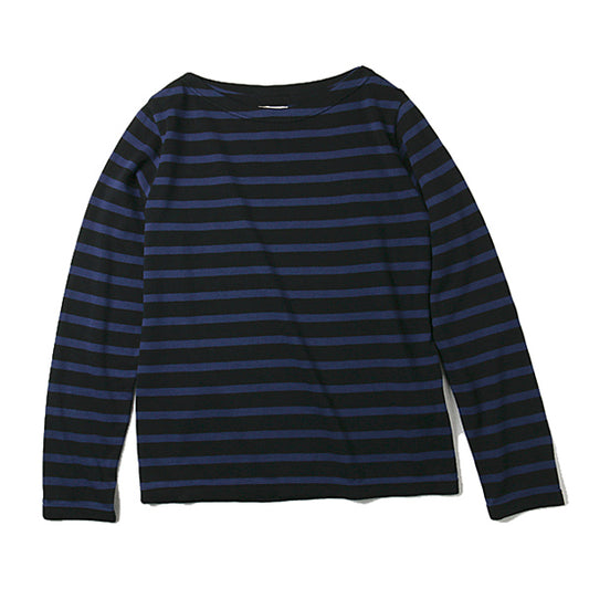 BOAT NECK BORDER KNIT SWEATER