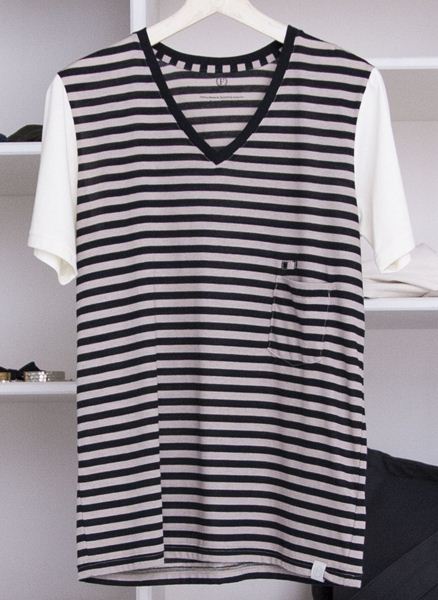 BASIC ボーダーVネック S/S