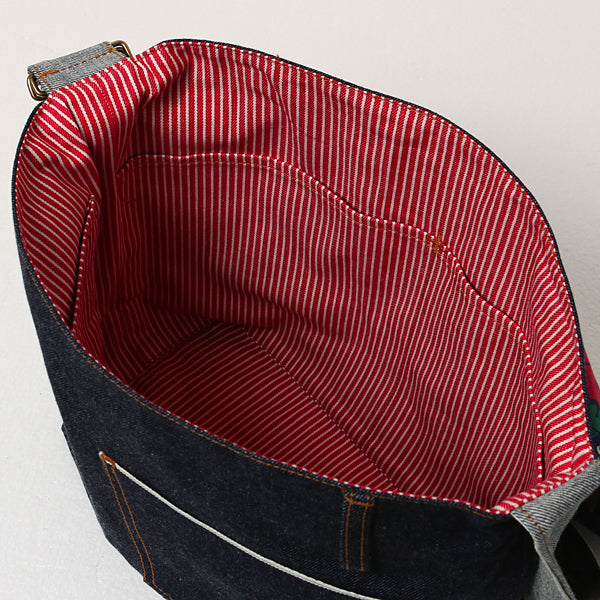 DENIM FLOWER SHOULDER BAG