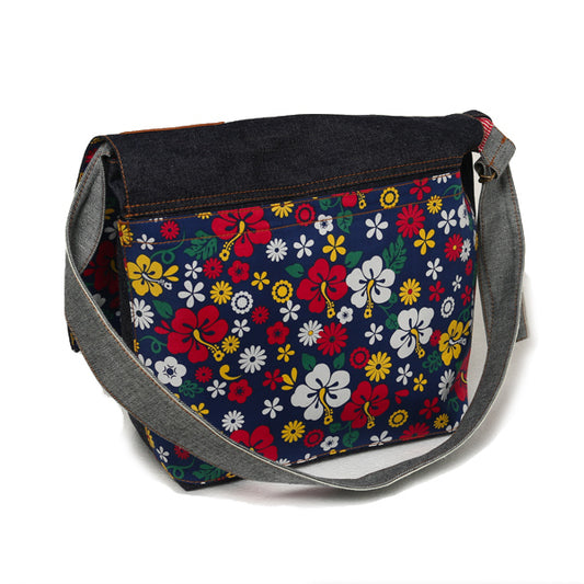 DENIM FLOWER SHOULDER BAG