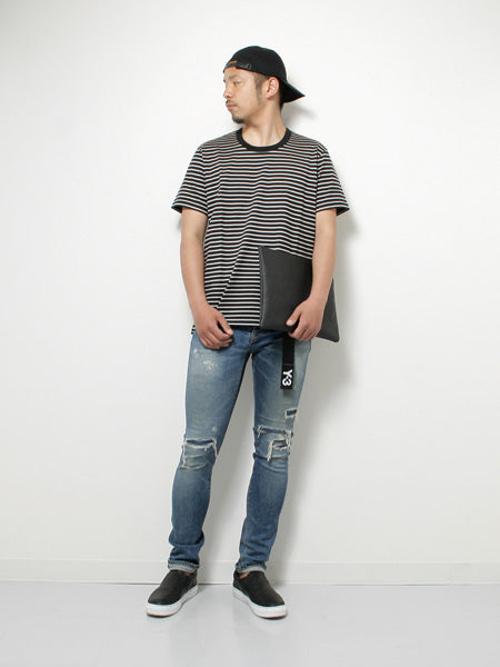 SILKY TIGHT TENSION BORDER CREW NECK S/S