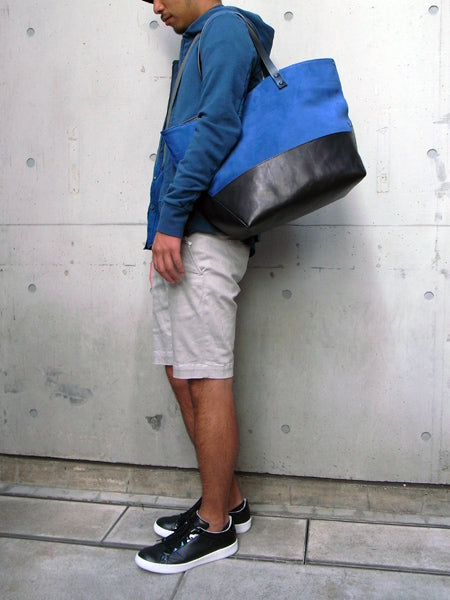 ヌバックxスムースレザー トートバッグ