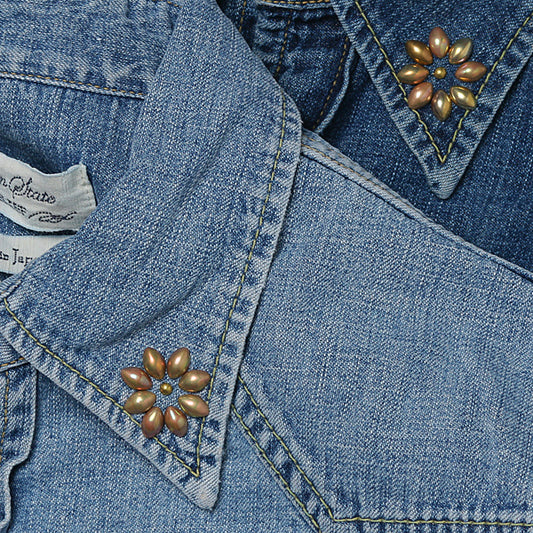 デニムウエスタンナチュラル加工(花スタッズ)
