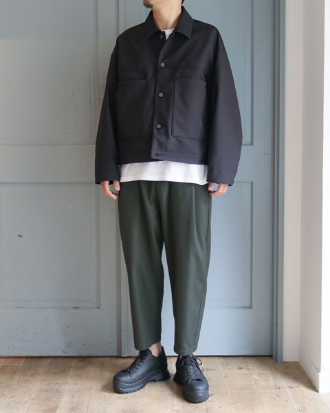 スパンPe追撚ギャバ 1タックテーパードパンツ