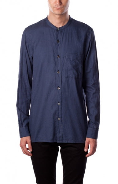 Co/Liツイル/オックスチェック バンドカラーシャツL/S