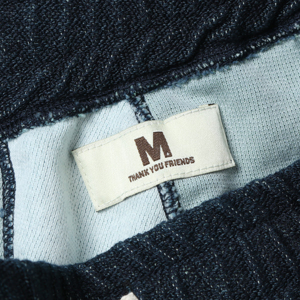 patchwork knit denim short pants