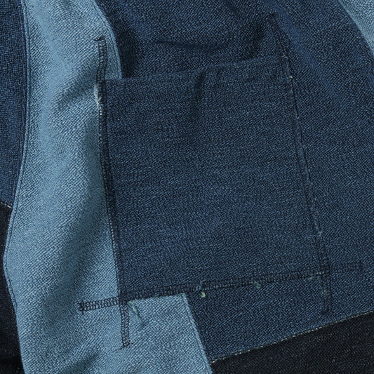 patchwork knit denim short pants