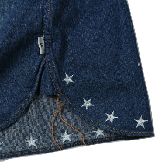 workers repair denim shirts