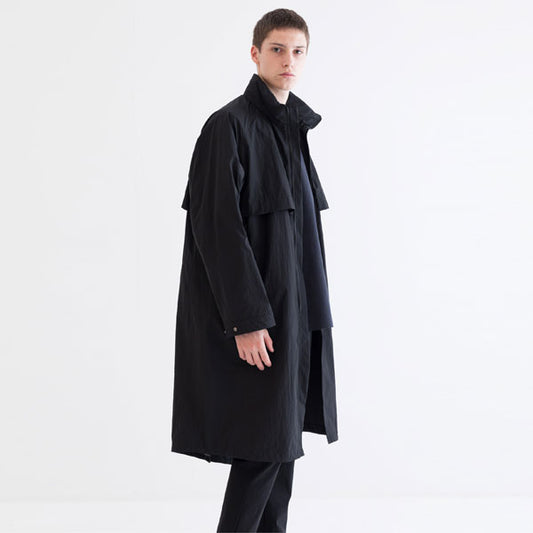 塩縮タスランナイロンタフタ スタンドカラーコート