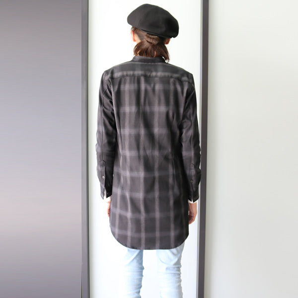 OMBRAY TWILL STRETCH LONG SHIRTS