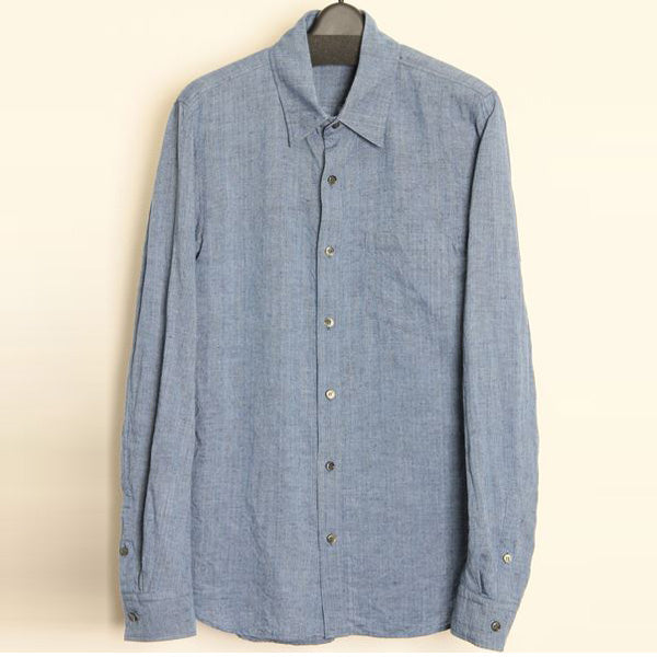 コットンリネンシャンブレー 1ポケットレギュラーシャツL/S