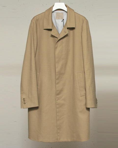綿麻ストレッチ ステンカラーコート