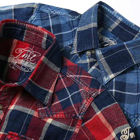 L/SL INDIGO CHECK CRAZY SHIRT