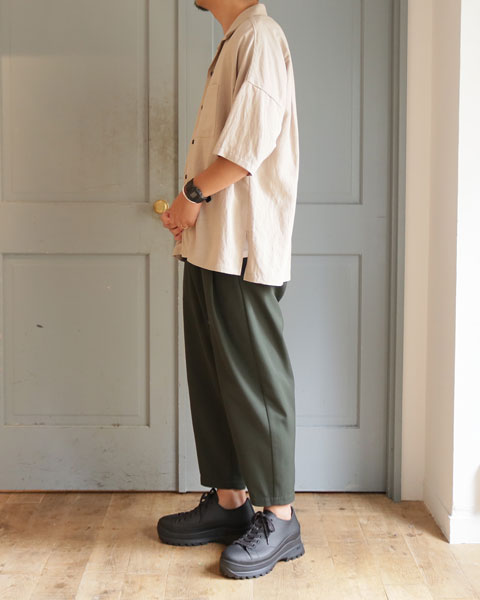 レーヨンリネンタンブラー ドロップショルダーオープンカラーシャツS/S